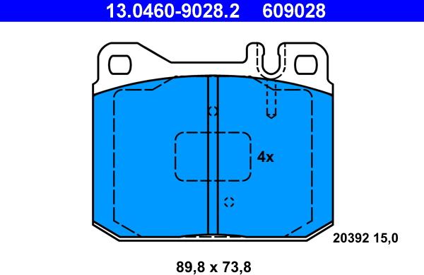 ATE 13.0460-9028.2 - Brake Pad Set, disc brake www.parts5.com