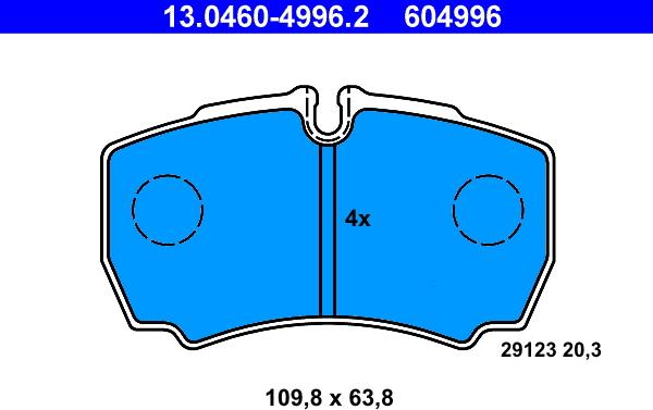ATE 13.0460-4996.2 - Brake Pad Set, disc brake www.parts5.com
