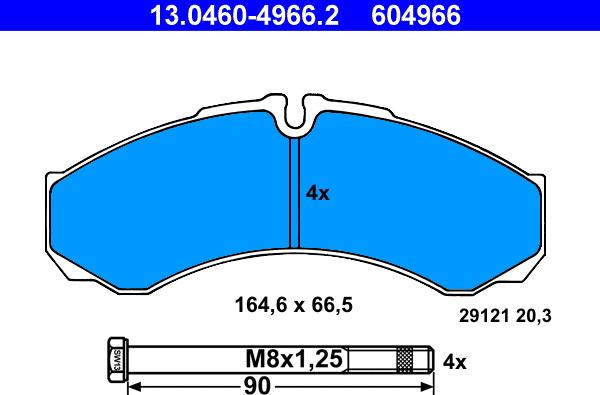 ATE 13.0460-4966.2 - Brake Pad Set, disc brake www.parts5.com