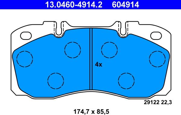 ATE 13.0460-4914.2 - Brake Pad Set, disc brake www.parts5.com