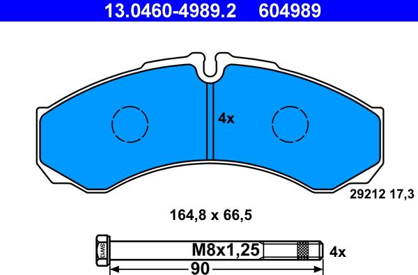 ATE 13.0460-4989.2 - Brake Pad Set, disc brake www.parts5.com