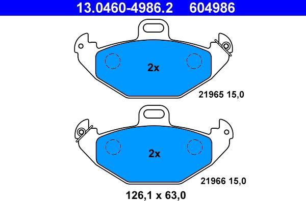 ATE 13.0460-4986.2 - Brake Pad Set, disc brake www.parts5.com