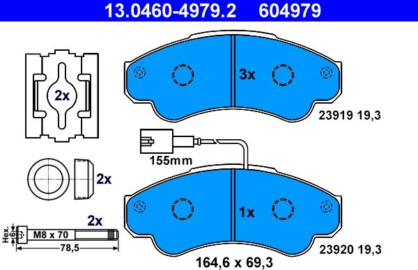 ATE 13.0460-4979.2 - Brake Pad Set, disc brake www.parts5.com