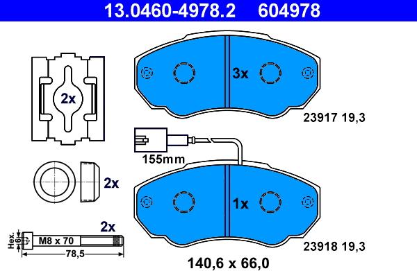ATE 13.0460-4978.2 - Brake Pad Set, disc brake www.parts5.com