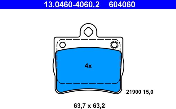 ATE 13.0460-4060.2 - Brake Pad Set, disc brake www.parts5.com