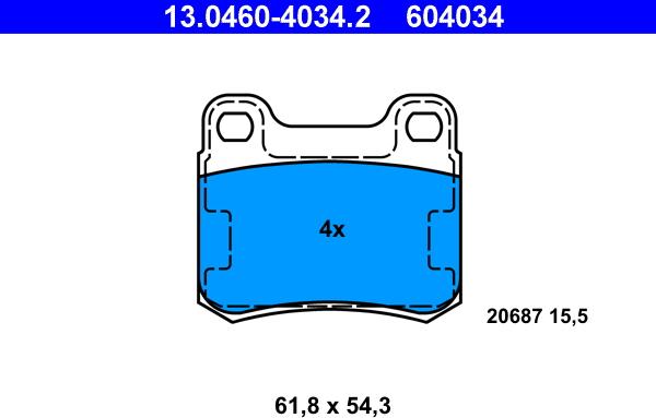 ATE 13.0460-4034.2 - Brake Pad Set, disc brake www.parts5.com