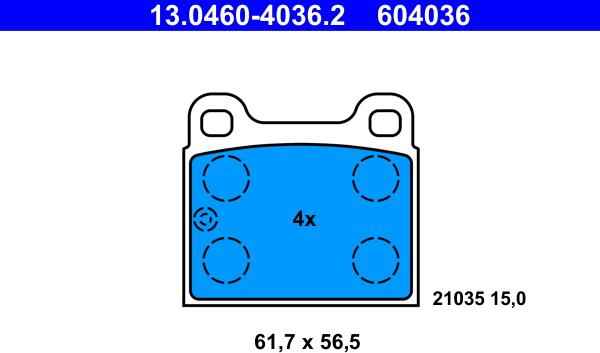 ATE 13.0460-4036.2 - Brake Pad Set, disc brake www.parts5.com