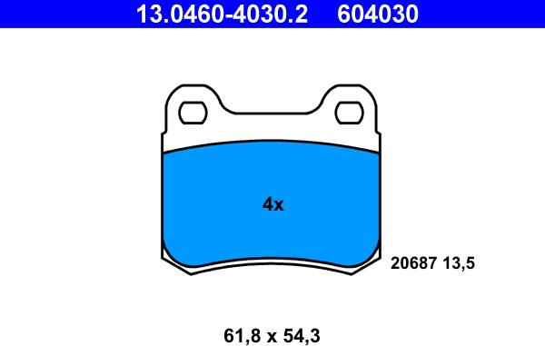 ATE 13.0460-4030.2 - Brake Pad Set, disc brake www.parts5.com