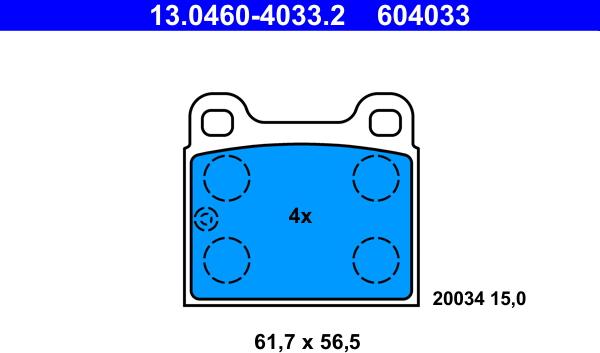 ATE 13.0460-4033.2 - Brake Pad Set, disc brake www.parts5.com
