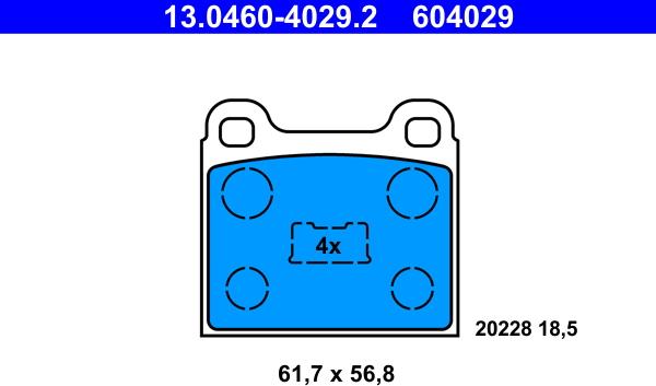 ATE 13.0460-4029.2 - Brake Pad Set, disc brake www.parts5.com
