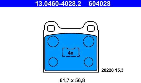 ATE 13.0460-4028.2 - Brake Pad Set, disc brake www.parts5.com