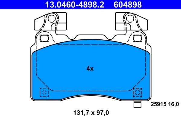 ATE 13.0460-4898.2 - Brake Pad Set, disc brake www.parts5.com