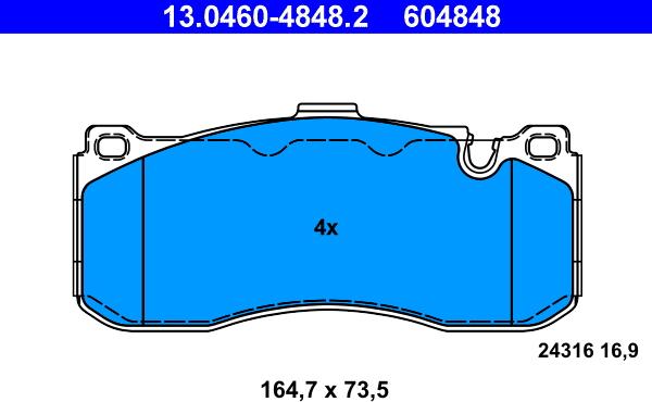 ATE 13.0460-4848.2 - Brake Pad Set, disc brake www.parts5.com