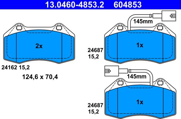 ATE 13.0460-4853.2 - Brake Pad Set, disc brake www.parts5.com