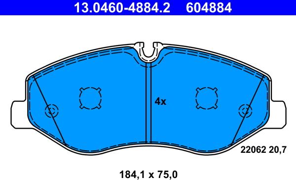 ATE 13.0460-4884.2 - Brake Pad Set, disc brake www.parts5.com