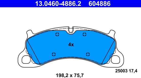 ATE 13.0460-4886.2 - Brake Pad Set, disc brake www.parts5.com