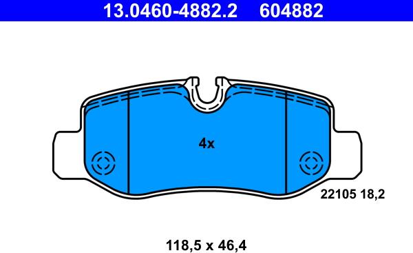ATE 13.0460-4882.2 - Brake Pad Set, disc brake www.parts5.com