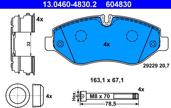 ATE 13.0460-4830.2 - Brake Pad Set, disc brake www.parts5.com