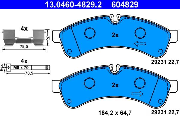 ATE 13.0460-4829.2 - Brake Pad Set, disc brake www.parts5.com