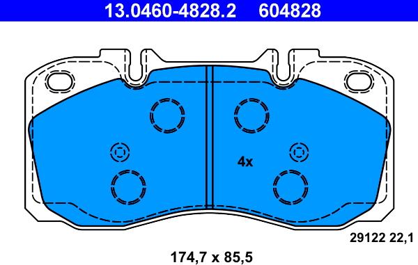 ATE 13.0460-4828.2 - Brake Pad Set, disc brake www.parts5.com