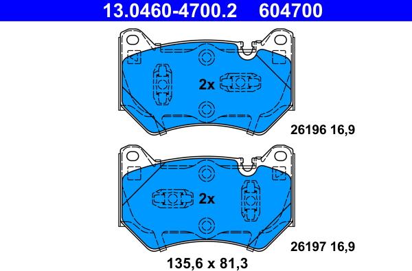 ATE 13.0460-4700.2 - Brake Pad Set, disc brake www.parts5.com