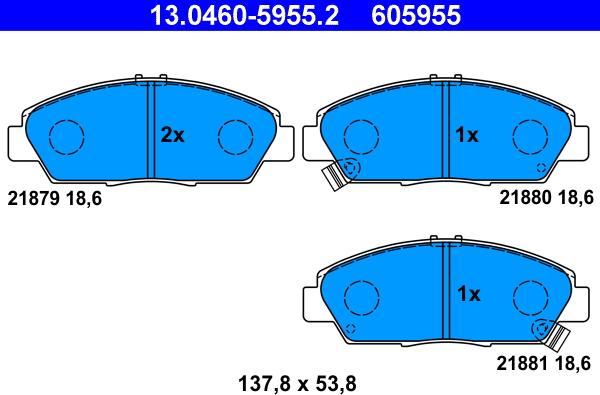 ATE 13.0460-5955.2 - Brake Pad Set, disc brake www.parts5.com