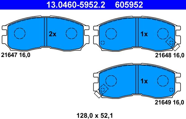 ATE 13.0460-5952.2 - Brake Pad Set, disc brake www.parts5.com