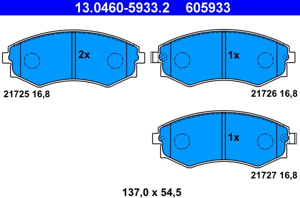 ATE 13.0460-5933.2 - Brake Pad Set, disc brake www.parts5.com