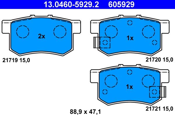 ATE 13.0460-5929.2 - Brake Pad Set, disc brake www.parts5.com