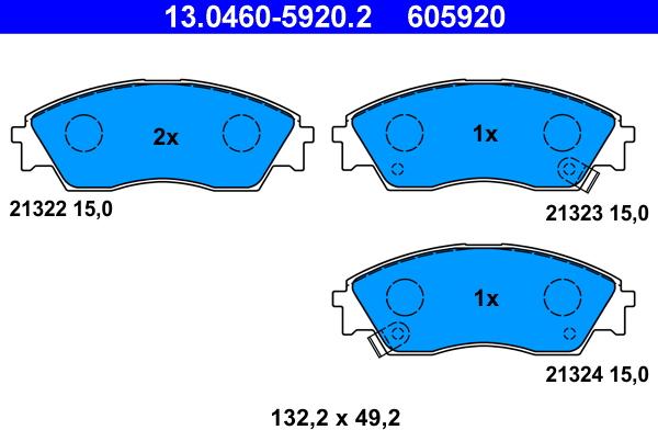 ATE 13.0460-5920.2 - Brake Pad Set, disc brake www.parts5.com