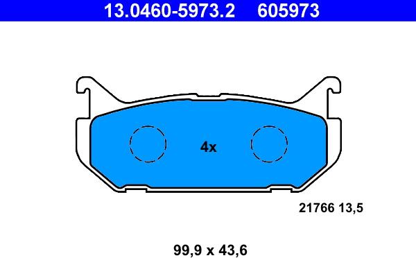 ATE 13.0460-5973.2 - Brake Pad Set, disc brake www.parts5.com