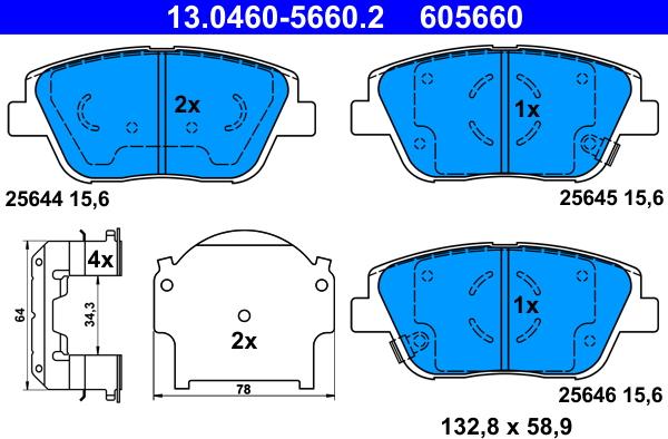 ATE 13.0460-5660.2 - Brake Pad Set, disc brake www.parts5.com