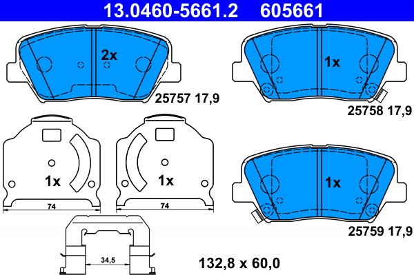ATE 13.0460-5661.2 - Brake Pad Set, disc brake www.parts5.com