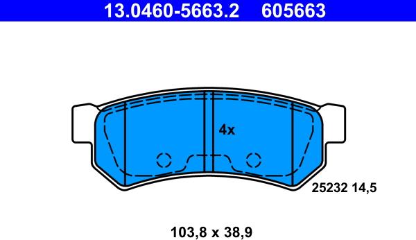 ATE 13.0460-5663.2 - Brake Pad Set, disc brake www.parts5.com