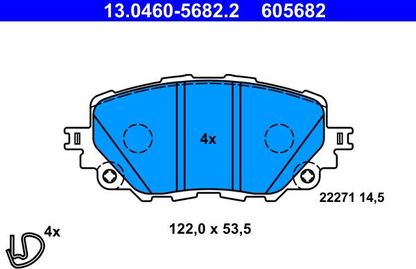 ATE 13.0460-5682.2 - Brake Pad Set, disc brake www.parts5.com