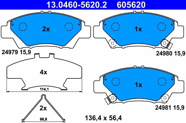 ATE 13.0460-5620.2 - Brake Pad Set, disc brake www.parts5.com