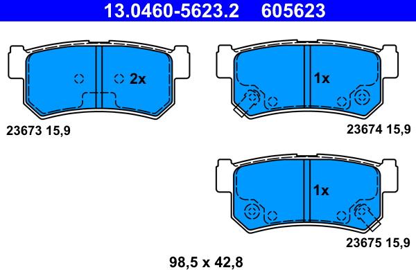 ATE 13.0460-5623.2 - Brake Pad Set, disc brake www.parts5.com