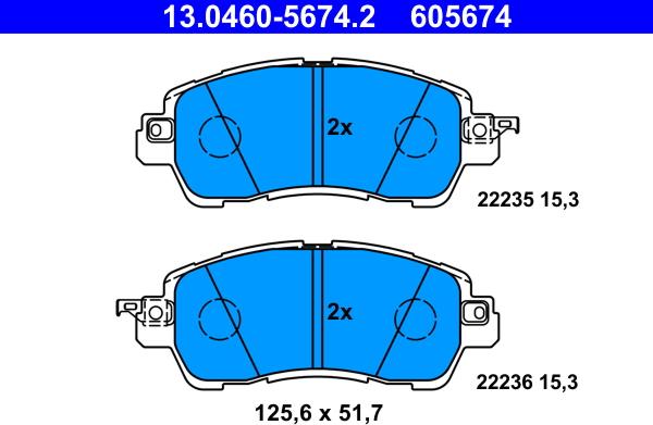 ATE 13.0460-5674.2 - Brake Pad Set, disc brake www.parts5.com