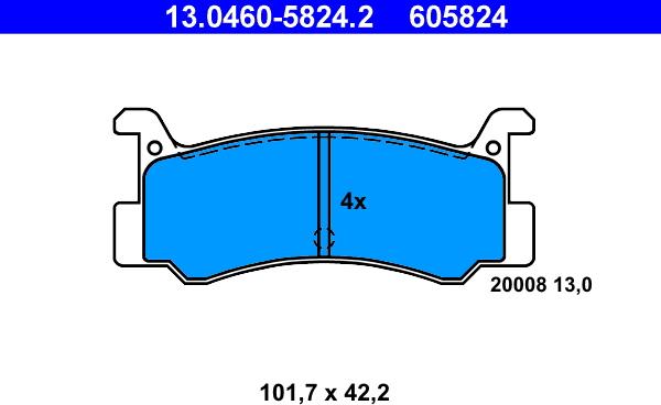 ATE 13.0460-5824.2 - Комплект спирачно феродо, дискови спирачки www.parts5.com