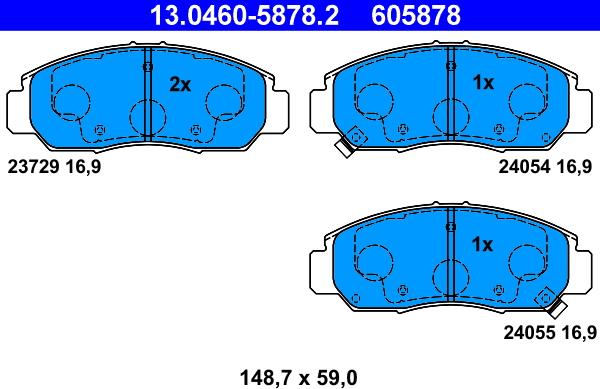 ATE 13.0460-5878.2 - Brake Pad Set, disc brake www.parts5.com