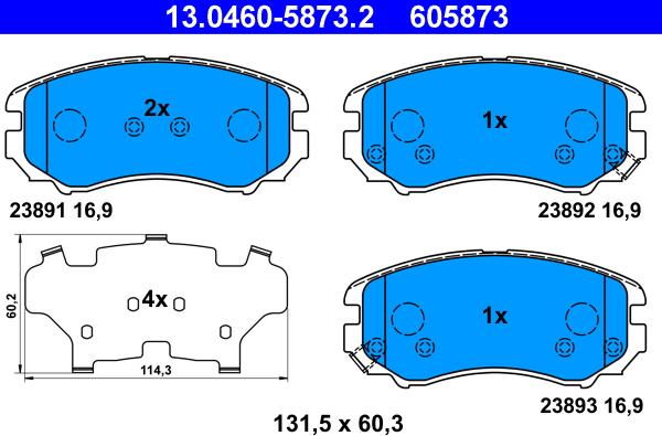 ATE 13.0460-5873.2 - Brake Pad Set, disc brake www.parts5.com