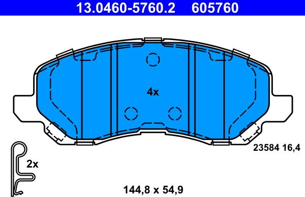 ATE 13.0460-5760.2 - Brake Pad Set, disc brake www.parts5.com