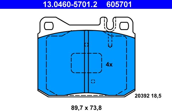ATE 13.0460-5701.2 - Brake Pad Set, disc brake www.parts5.com