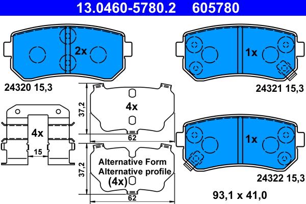 ATE 13.0460-5780.2 - Brake Pad Set, disc brake www.parts5.com