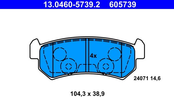 ATE 13.0460-5739.2 - Brake Pad Set, disc brake www.parts5.com