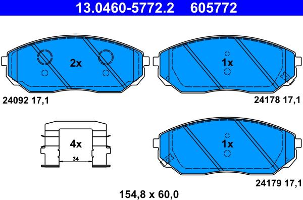 ATE 13.0460-5772.2 - Brake Pad Set, disc brake www.parts5.com