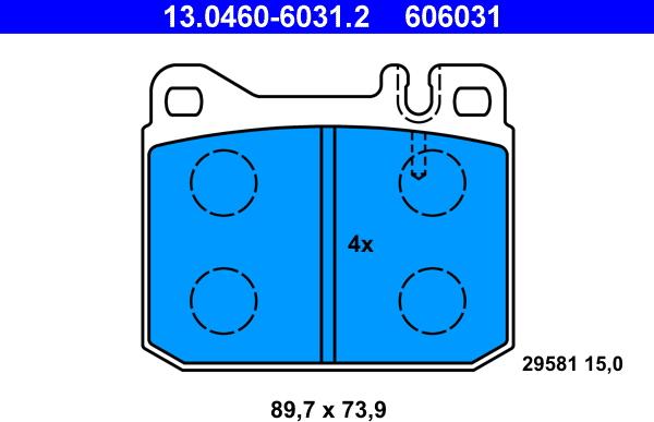 ATE 13.0460-6031.2 - Тормозные колодки, дисковые, комплект www.parts5.com