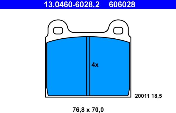 ATE 13.0460-6028.2 - Brake Pad Set, disc brake www.parts5.com