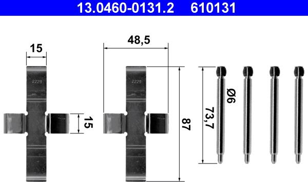 ATE 13.0460-0131.2 - Accessory Kit for disc brake Pads www.parts5.com
