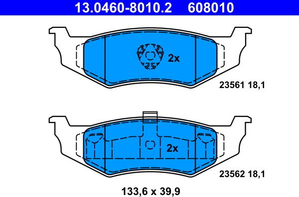ATE 13.0460-8010.2 - Brake Pad Set, disc brake www.parts5.com